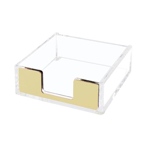 Gold Sticky Note Holder - Clear Acrylic Desk Organizer for 3x3 Notes