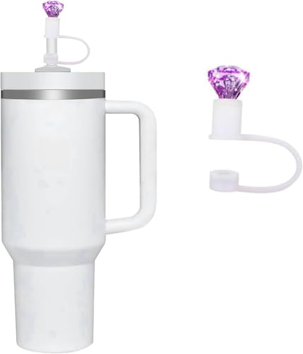 Purple Diamond Silicone Straw Toppers for Stanley Cups - 30 Pack