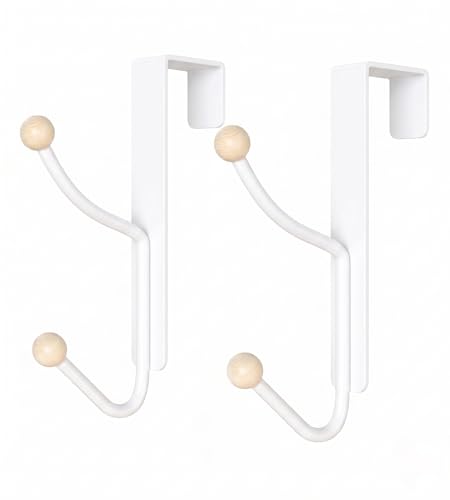 CHAUNCEY HOME Heavy Duty Over The Door Hooks, 2 Pack - Matte White