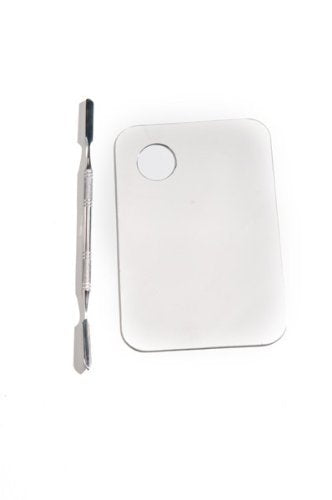 Makeup Mixing Plate with Spatula Stainless Steel Cosmetic Palette