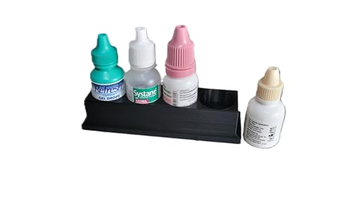 Znet3D Eye Drop Bottle Organizer Tray - 4 Slot Black Storage Rack