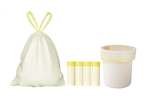 Durable Milky Yellow 4-Gallon Drawstring Trash Bags - 60 Count