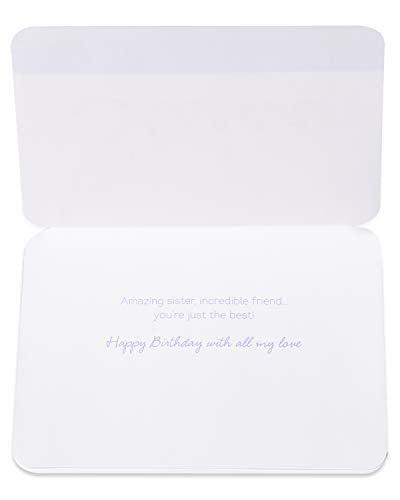 Papyrus Birthday Card for Sister - Handcrafted with Embroidery & Gem