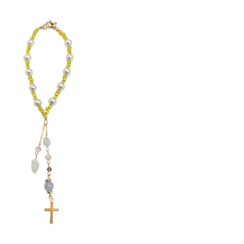 Jade Cross Car Hanging Ornament with Pearl - Christian Charm