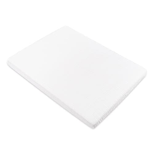 Babyletto 100% Organic Cotton All-Stages Midi Crib Sheet, GOTS-Certified, Fitted 360¡Æ, Ultra-Soft and Breathable Muslin - Plain White