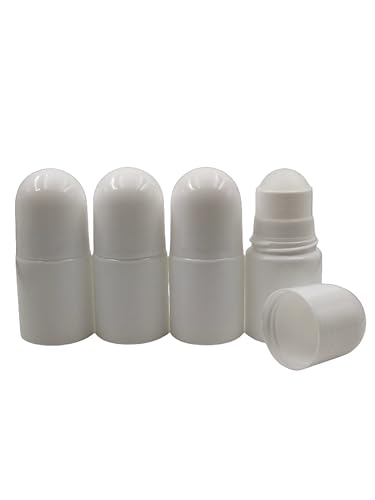 Empty Plastic Roll-On Bottles with Removable Cap for DIY Deodorant and Essential Oils 4-Pack