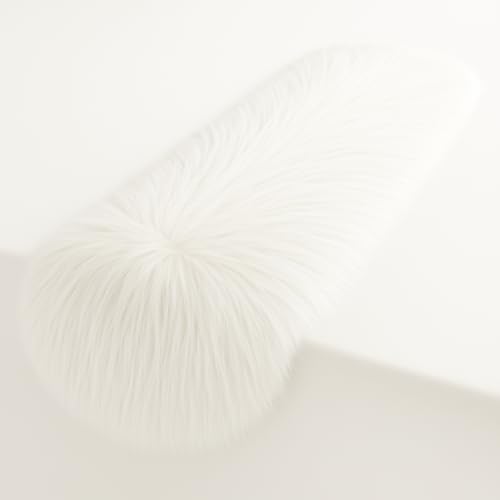 Off White Faux Fur Accent Fabric - 12x60 Inches with Rounded Edges for Holiday Decor - Variation: Off White / 12"X60"