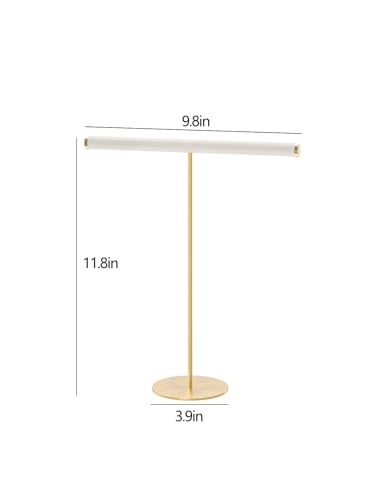 Gold Velvet T-Bar Necklace Organizer Stand for Jewelry Display