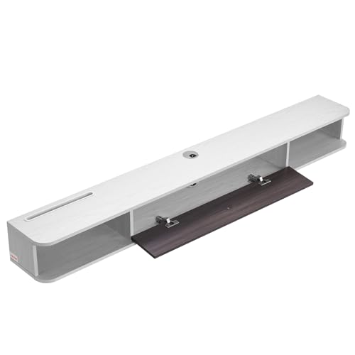 VEVOR Modern Floating TV Stand, 71'' Wall Mounted Media Console for 80 inch TVs, Floating Entertainment Center Under TV Shelf with Storage Cabinet for Bedroom & Living Room, White