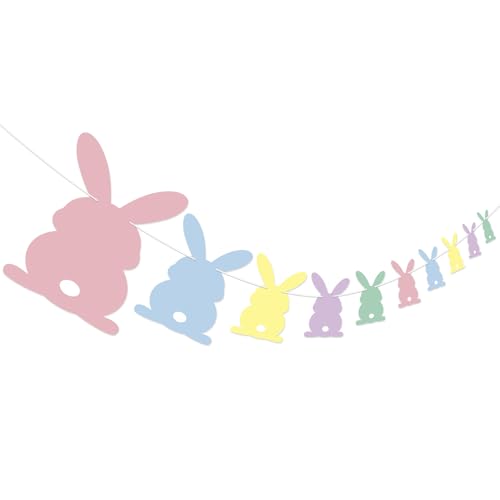 Colorful Easter Bunny Banner - 10 Rabbits Garland for Parties