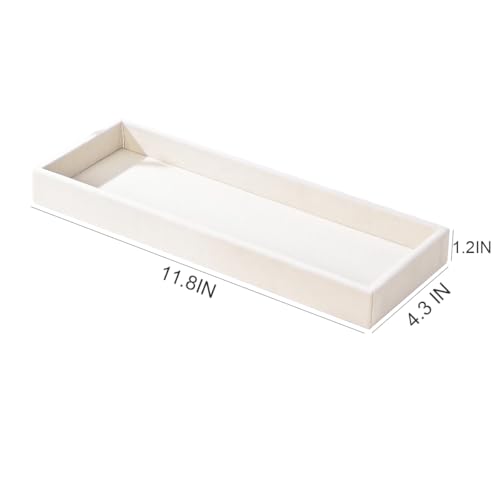 Divided Velvet Jewelry Organizer Tray - Beige Storage for Rings, Necklaces, and More