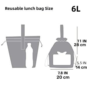 Insulated Canvas Lunch Bag with Drawstring Closure for Women
