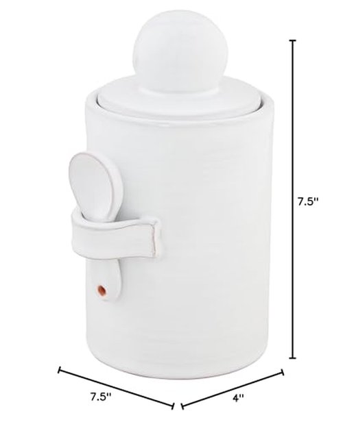Mud Pie Chunky Knob Coffee Canister; canister 7 1/2" x 4" dia | spoon 3 1/4"