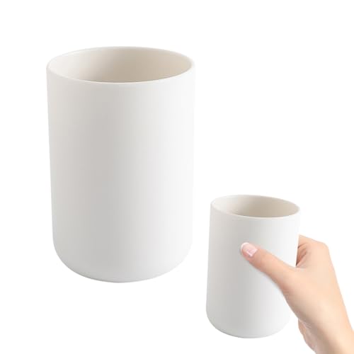 Kakalote White Plastic Bathroom Toothbrush Holder & 300ml Drinking Cup - Travel & Home Use