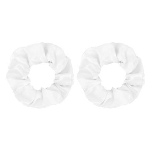 Semato Satin Scrunchies 2 Pcs Hair Ties for Women and Girls, White