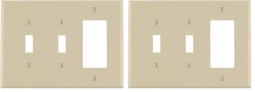 Leviton Ivory 3-Gang Nylon Wall Plate Pack of 2 - Midway Size, Decora GFCI Compatible