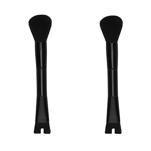 Zhuluck 2-in-1 U-Shaped Nose Contour Makeup Brush, Dual Ended Sculpting Brush, Black, 2 Pack