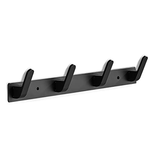 Gxfctys Wall Mounted Coat Rack, 4 Hook Modern Aluminum Towel Rack, Black