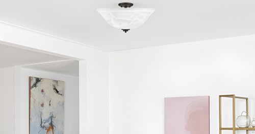 Aspen Creative 25002-65-1 Replacement Alabaster Glass shade for Flush Mount or Semi-Flush Mount, 1/2" Center Hole, 11-1/2" Diameter x 4" Height