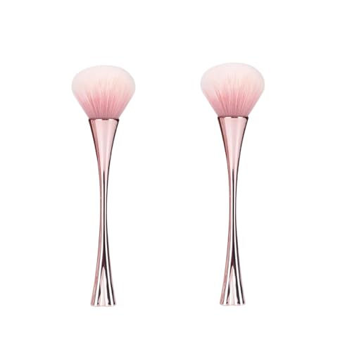 2Pcs Rose Gold Nail Art Dust Remover Brush Soft Bristles Manicure Tool