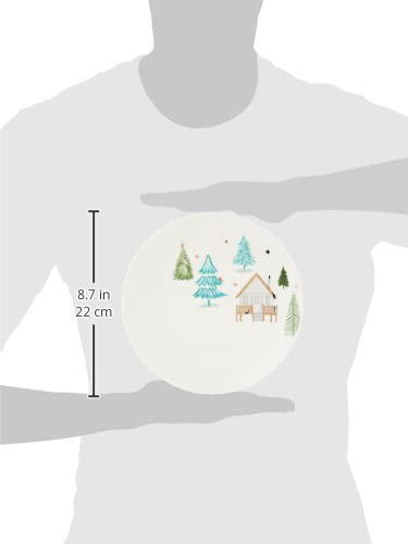Holiday Balsam Lane 4-Piece Porcelain Accent Plate Set for Christmas Decor