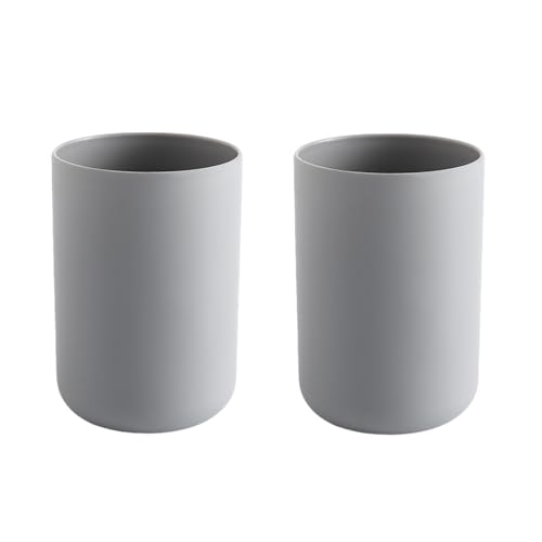 Grey Plastic Toothbrush Holder Cups - 2 Pack, 300ml