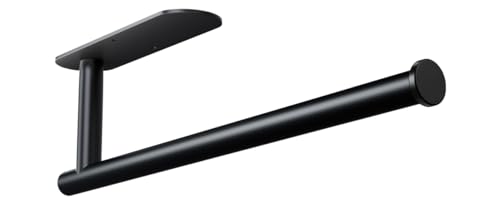 Black Under Cabinet Paper Towel Holder - Adhesive or Wall Mount Rack