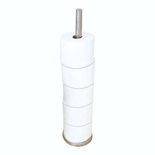 Evelots Free Standing Toilet Paper Holder Stand - Holds 6 Mega Rolls - 24.5 Inches Tall Stainless Steel