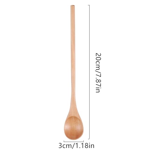 Natural Wooden Honey Spoons - 2 Pcs Birch with Long Handle