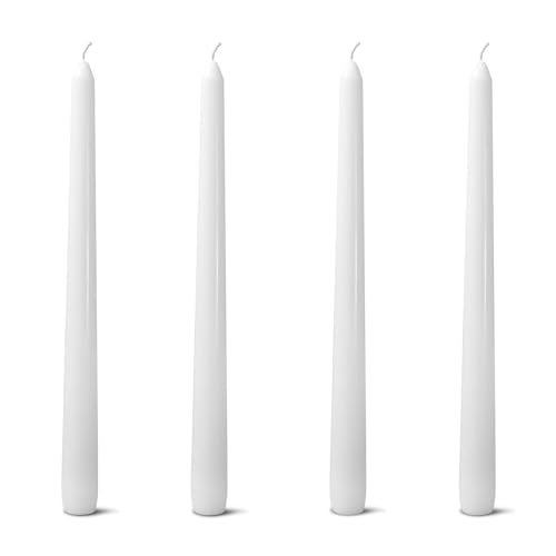 White Taper Candles 10 Inch Pack of 4 Dripless Unscented Long Burn