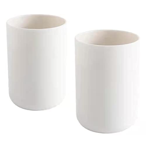 Bathroom Tumblers 2-Pack, White & White - Unbreakable 10oz Cups