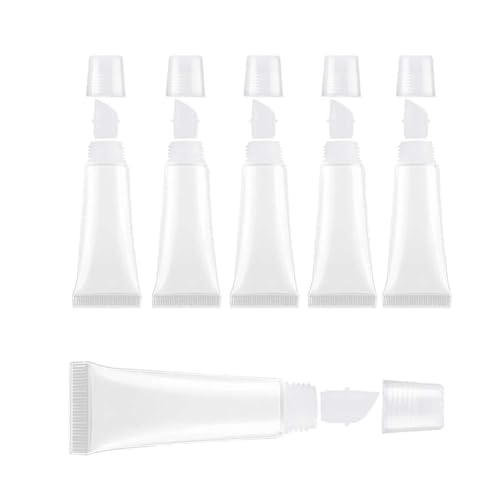 Quacc 6-Pack 8ml Clear Soft Empty Lip Gloss Tubes & Lip Balm Containers