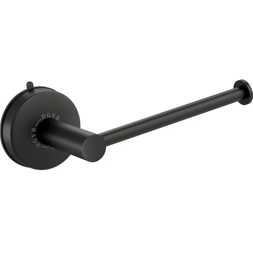 DGYB Black Suction Cup Toilet Paper Holder - No Drill, Rustproof Stainless Steel, 5.8 Inch
