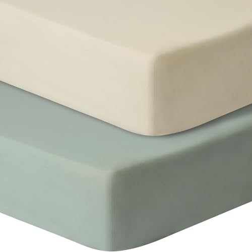 GUNTAIL Fitted Crib Sheets for Boys & Girls, 2 Pack Brown & Green