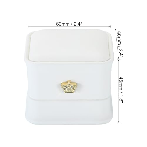 PATIKIL White Velvet Ring Box 2 Pack Wedding & Proposal Jewelry Holders