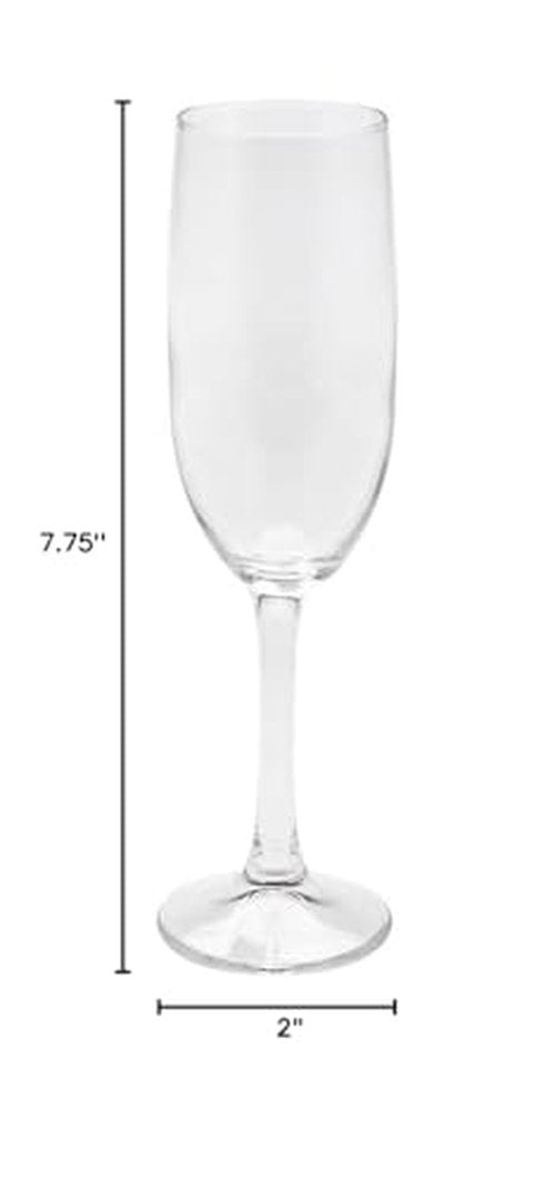 Restaurantware Cascata 6 Ounce Champagne Flutes Set Of 12 Tempered Champagne Glasses - Chip-Resistant Fine-Blown Glass Wine Flutes Dishwasher-Safe For Champagne Mimosas or Cocktails
