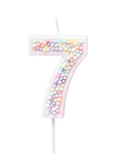 Large Pink Macaron Number 7 Birthday Candle - 2.67 Inch