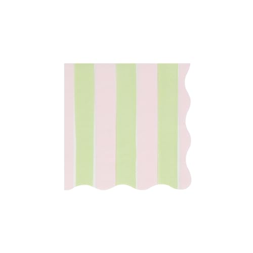 Meri Meri Small Pastel Striped Napkins, 3-Ply Paper Party Napkins (16 Pack)