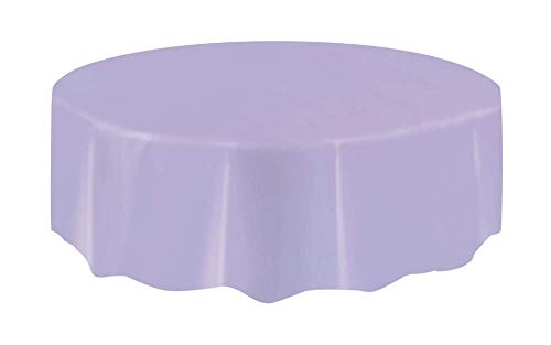 Lavender Round Plastic Table Cover 84 Inch Waterproof Tablecloth