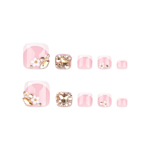 FIEONCIY Press on Toenails with Designs Acrylic Fake Nails JP3349