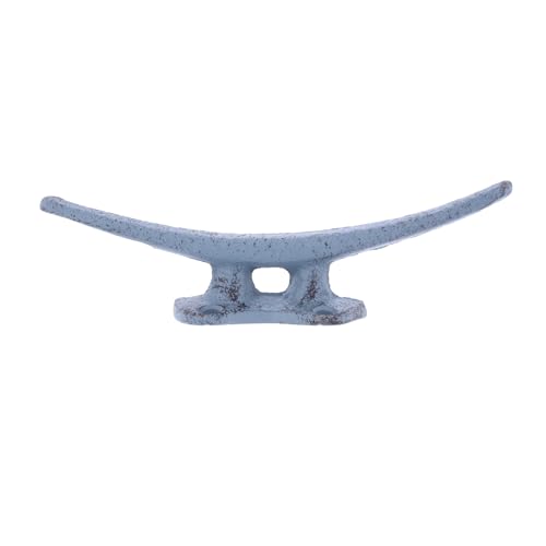 Cast Iron Boat Cleat Wall Hook - Nautical Coastal Decor, Light Blue