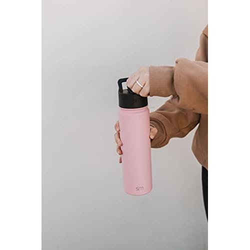 Simple Modern Water Bottle with Straw Lid Vacuum Insulated Stainless Steel Metal Cup Bottles | Reusable Leak Proof BPA-Free Flask for School | Summit Collection | 22oz, Moonlight