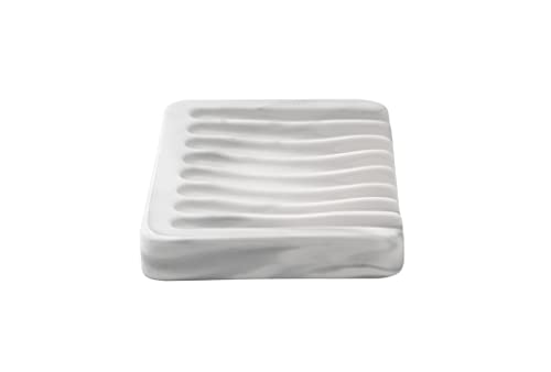White Ceramic Soap Dish with Drainage for Shower & Sink
