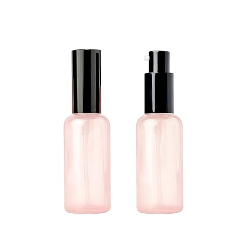 ASTRQLE 2PCS Pink Glass Pump Bottles 1oz 30ml Portable Lotion Containers