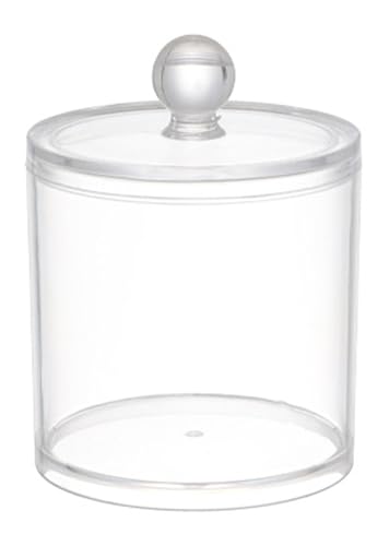 Aynoo 12 oz Acrylic Qtip Holder Dispenser Canister with Lid - Clear, Stackable Bathroom Organizer (1 Pack, 2.7 inches)