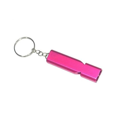 4Pcs Pink Aluminum Alloy Whistle Camping Supplies Double Tube Emergency Whistles Clear Loud Sound Compact Size Portable Corrosion-Resistant Safety Survival Camping Signal Whistles Camping and Hiking