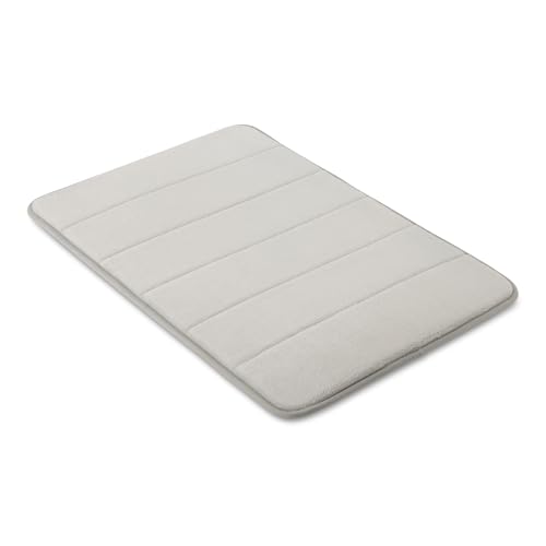 Amazon Basics 17x24 in Light Gray Absorbent Memory Foam Bath Mat, Non-Slip Backing, Quick-Dry