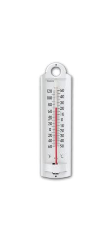 Taylor EMW0063562 Weather-Resistant Aluminum Indoor/Outdoor Thermometer - White, 2-1/4" x 8-7/8"