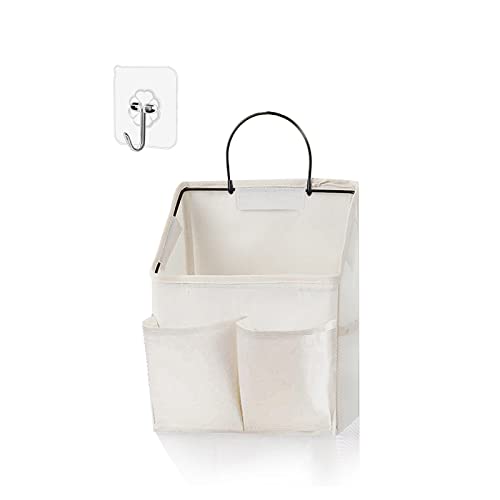 Wall Hanging Storage Bag with Pockets - White Organizer for Home