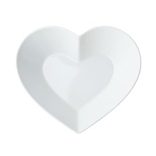 MIKASA Chalk Porcelain Heart-Shaped Bowl, Large Heart Bowl for Snacks and Salads, 21cm | White Serving Dish for Parties and Buffets | Dishwasher Safe & Gift Packaged